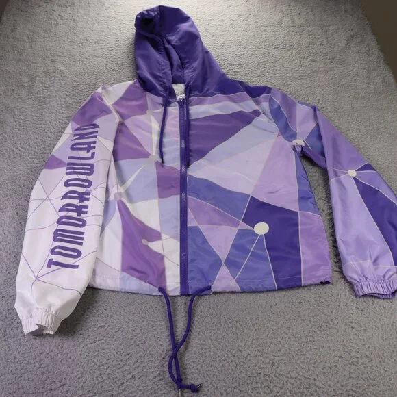Disney Parks Tomorrowland Jacket Womens Small Purple Hooded Windbreaker - Picture 5 of 13